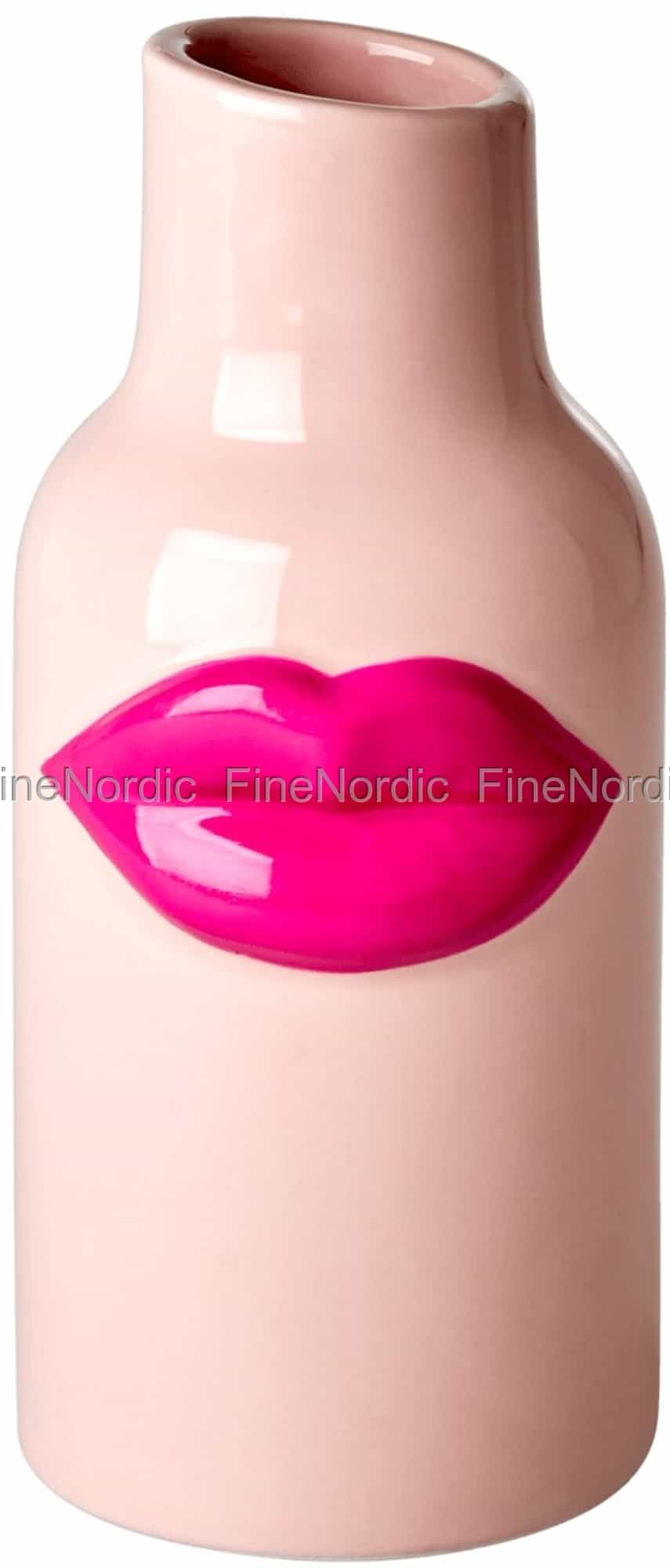 Rice Ceramic Vase - Red Lips - Pink - Small