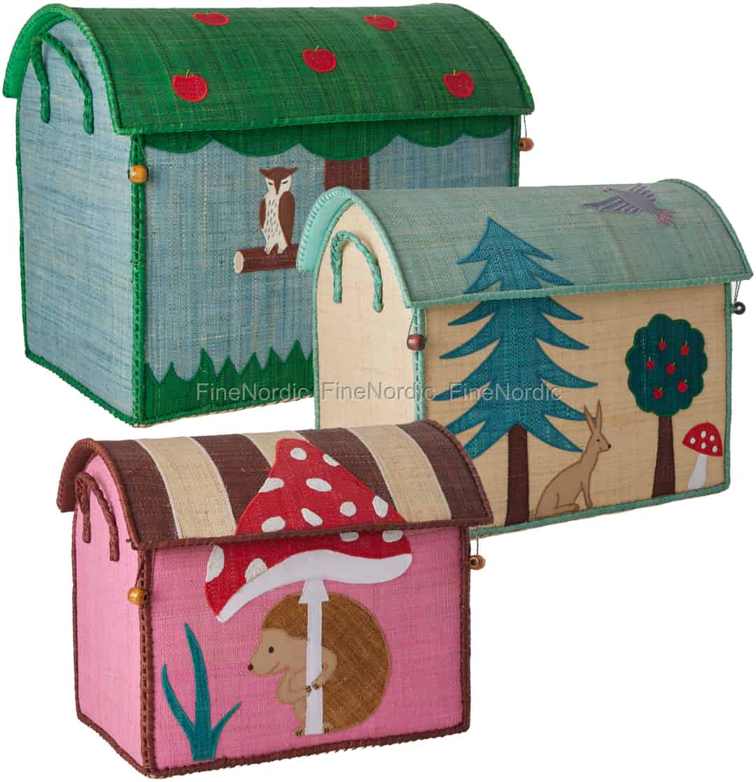 Rice Raffia Storage Houses - Happy Forest Theme - Set of 3